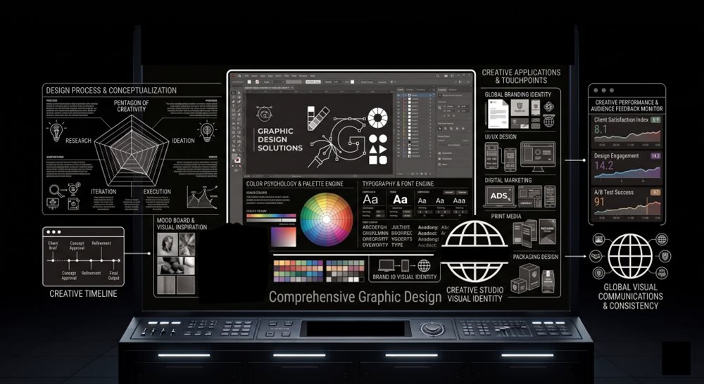 التصميم الجرافيكي — laptop screen preview