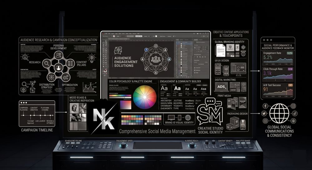 إدارة السوشيال ميديا — laptop screen preview